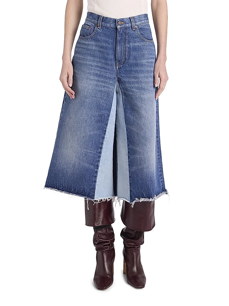Denim Wide-Leg Culottes