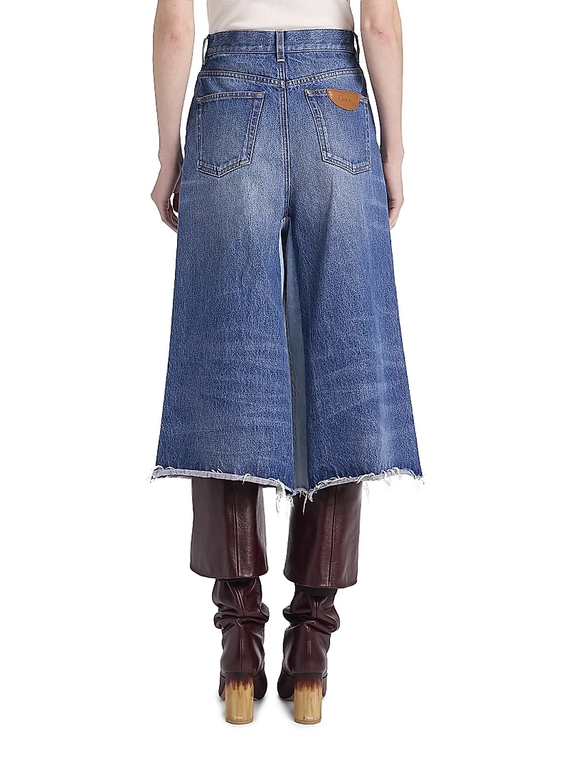Denim Wide-Leg Culottes