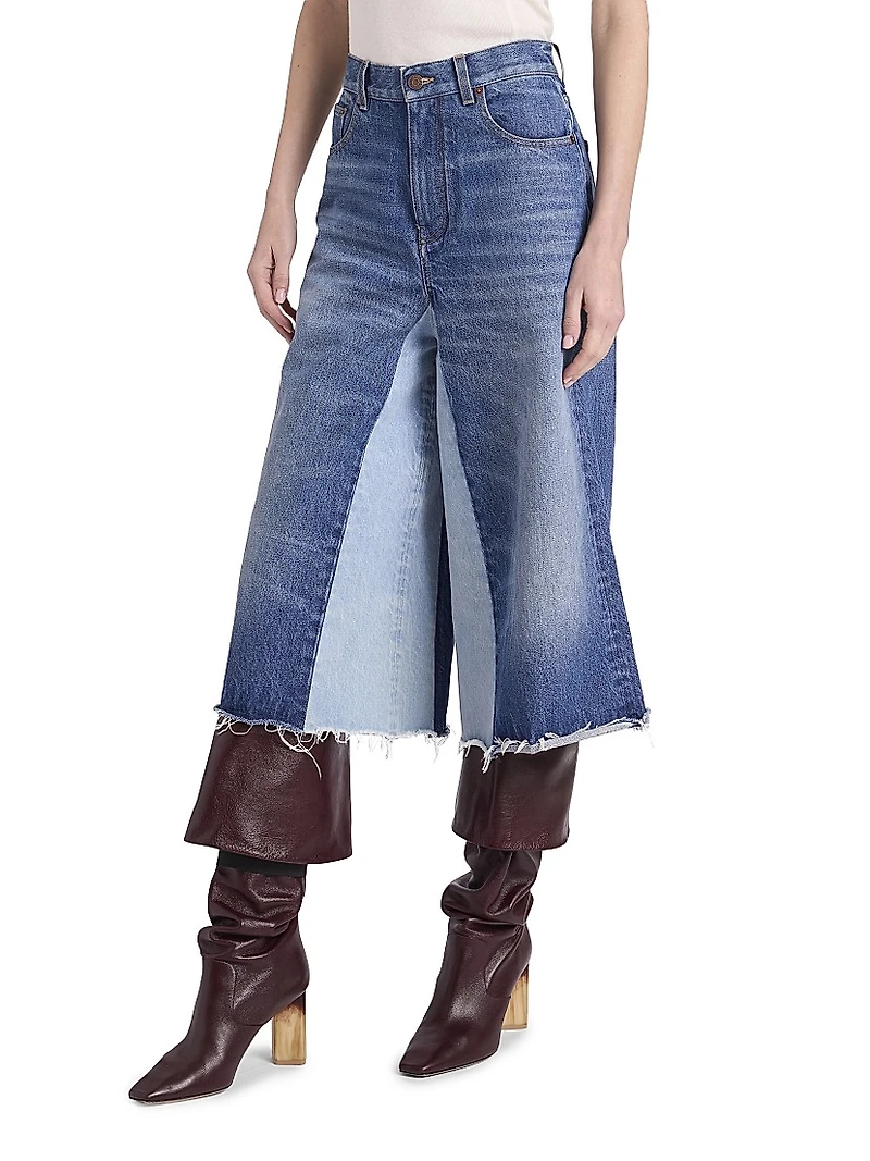 Denim Wide-Leg Culottes