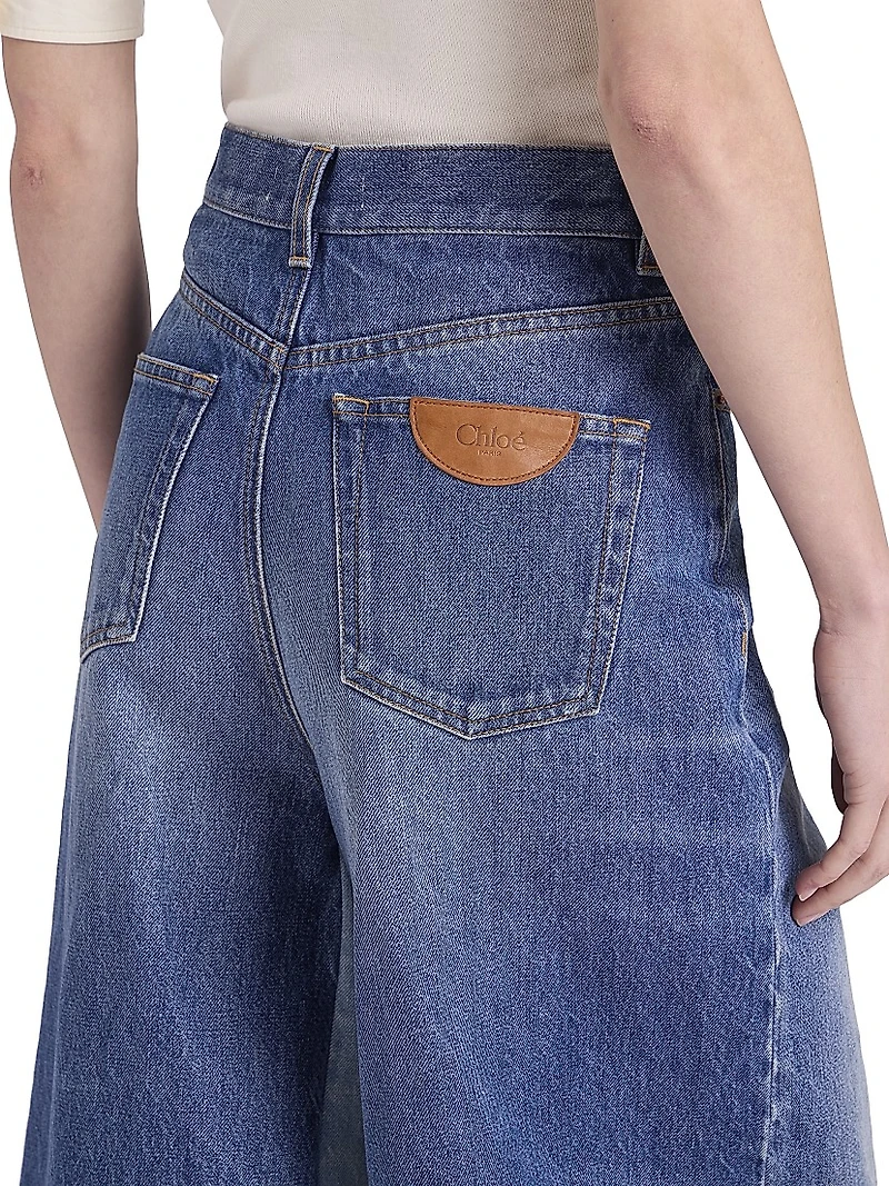 Denim Wide-Leg Culottes