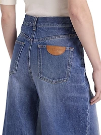 Denim Wide-Leg Culottes