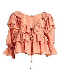 Ruffled Silk Crop Blouse