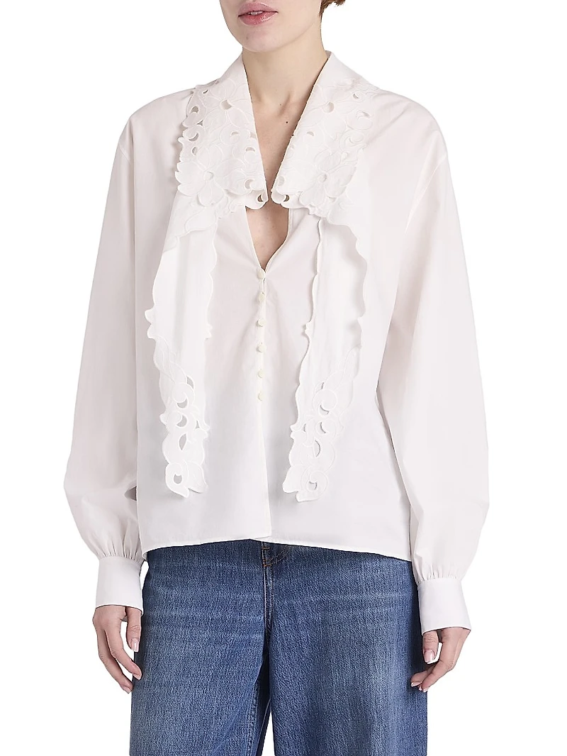 Cotton Poplin Tie neck Blouse