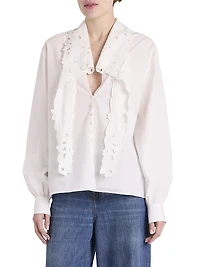 Cotton Poplin Tie neck Blouse
