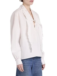 Cotton Poplin Tie neck Blouse