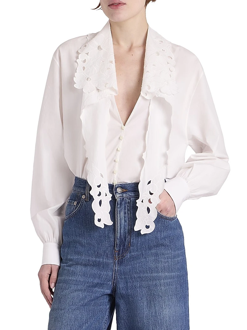 Cotton Poplin Tie neck Blouse