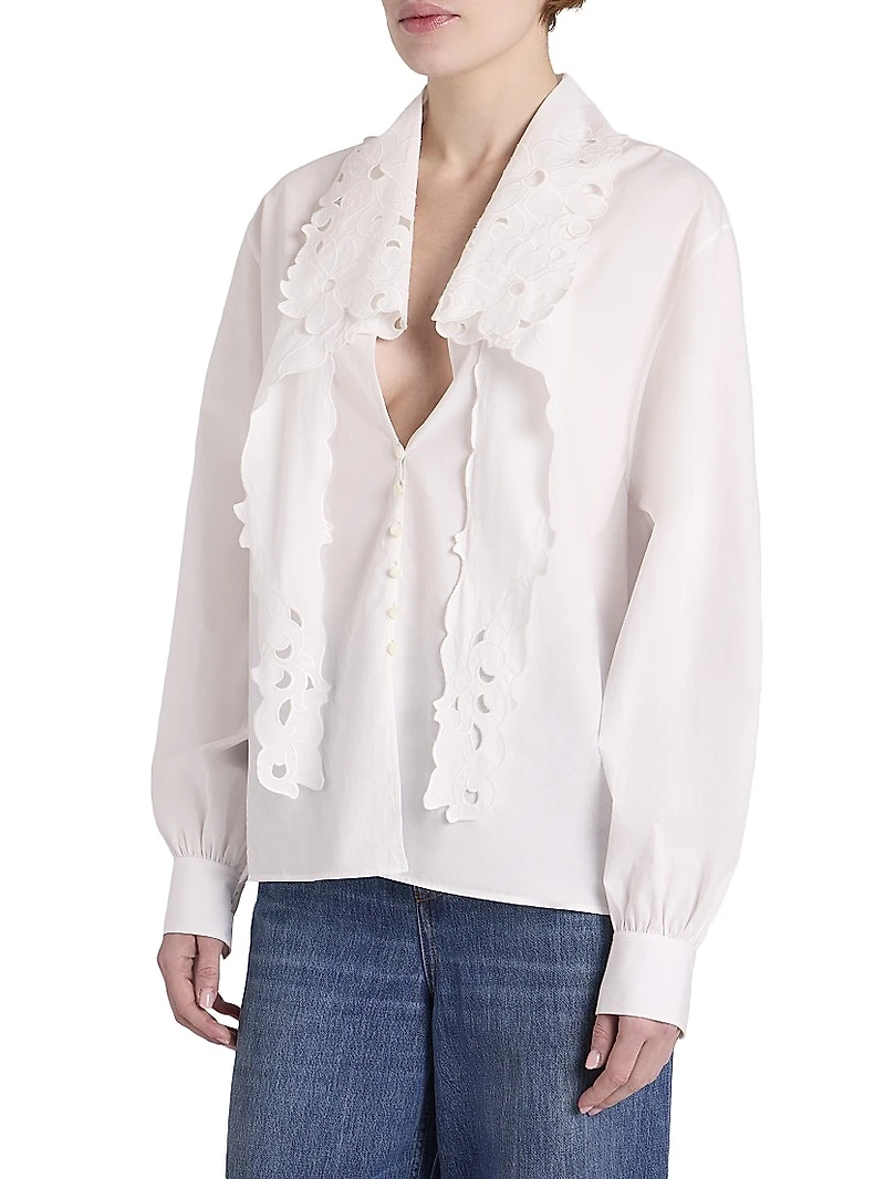 Cotton Poplin Tie neck Blouse