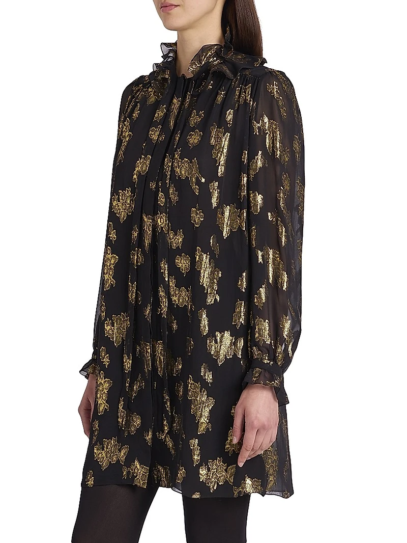 Metallic Ikat-Inspired Silk-Blend Minidress