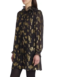 Metallic Ikat-Inspired Silk-Blend Minidress