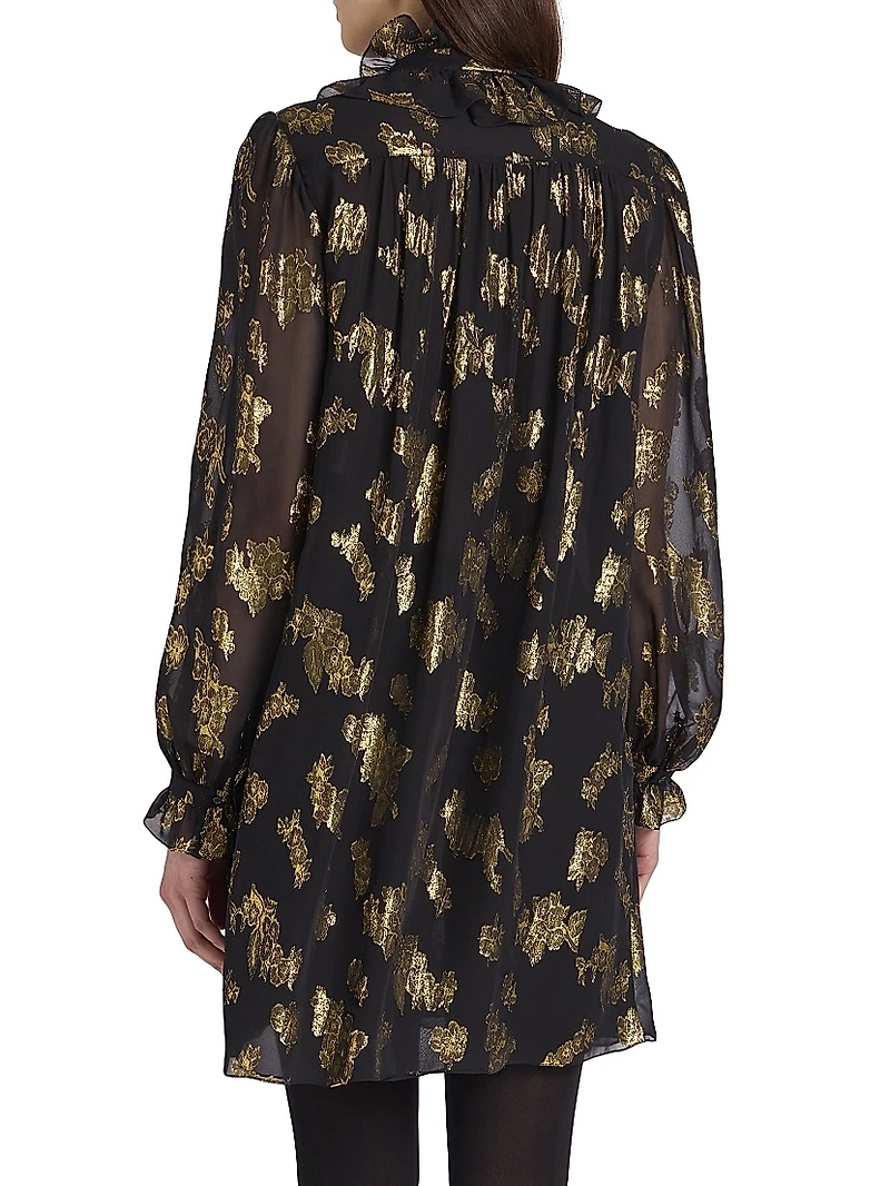 Metallic Ikat-Inspired Silk-Blend Minidress