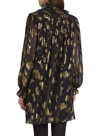 Metallic Ikat-Inspired Silk-Blend Minidress