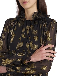 Metallic Ikat-Inspired Silk-Blend Minidress