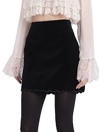 Cotton Velvet Miniskirt
