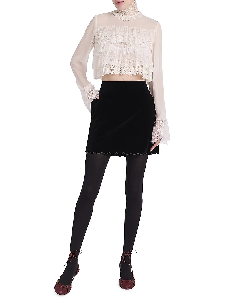 Cotton Velvet Miniskirt