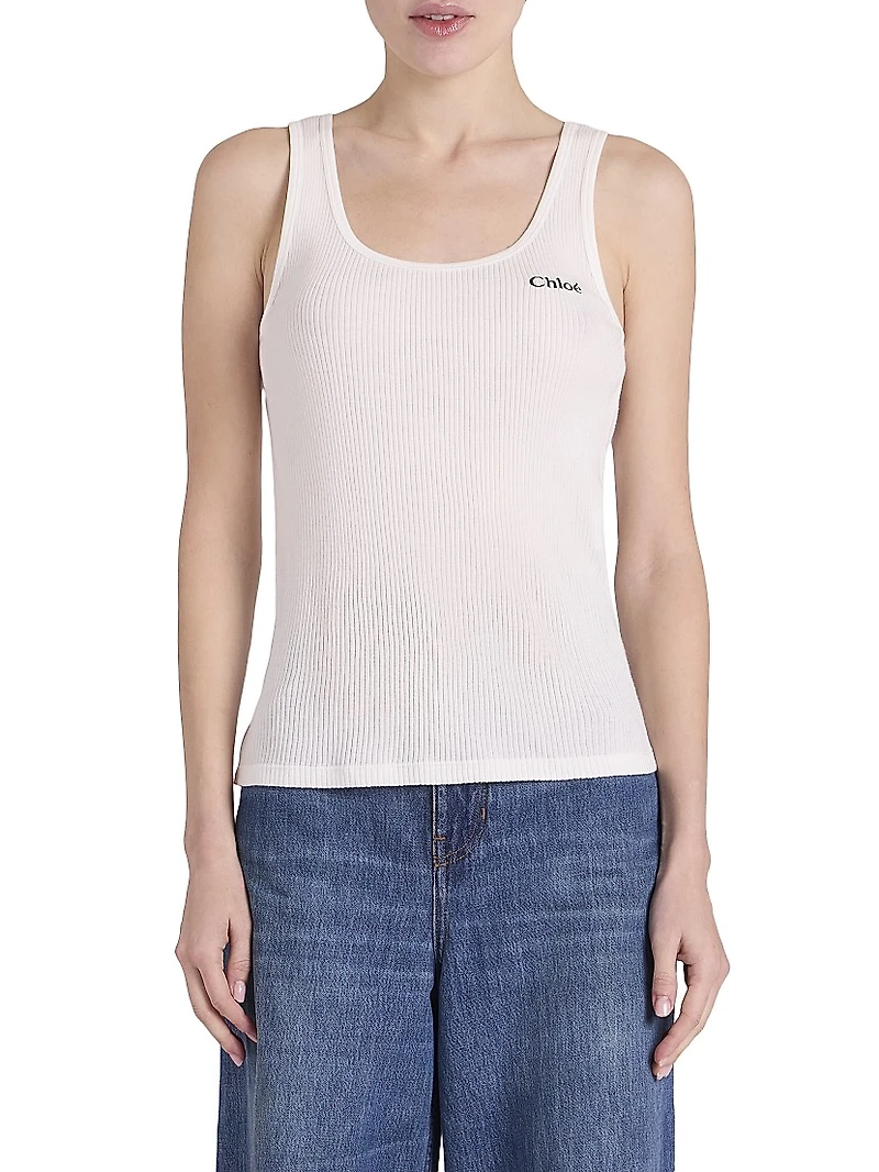Logo Cotton Rib-Knit Tank Top