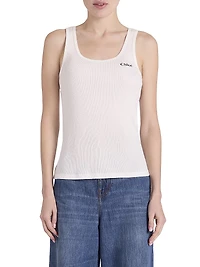Logo Cotton Rib-Knit Tank Top