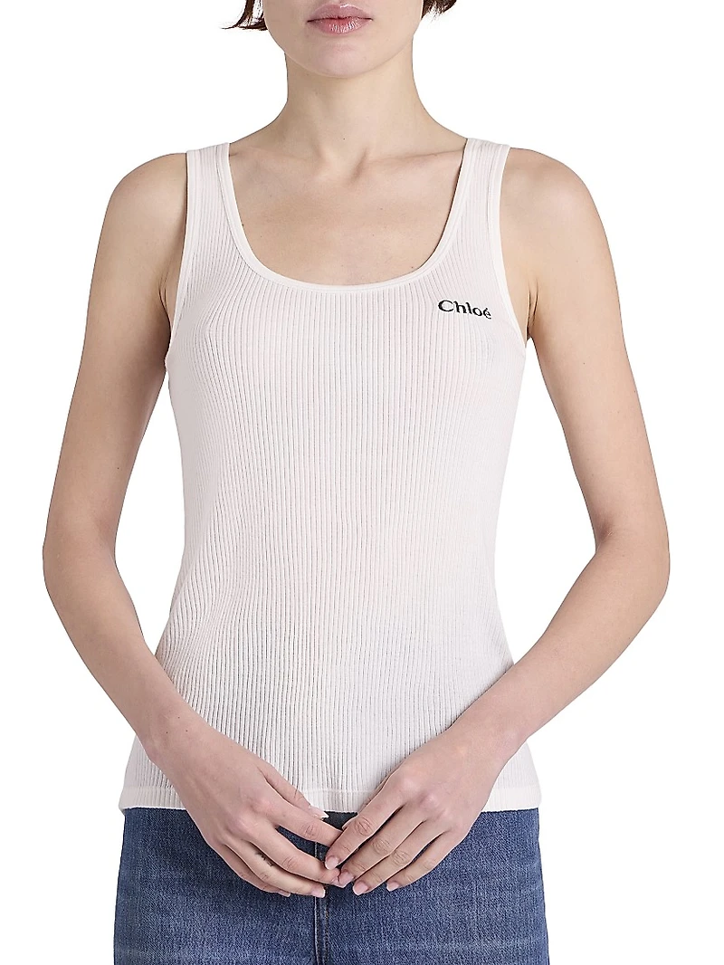 Logo Cotton Rib-Knit Tank Top