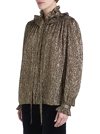 Ruffled Silk-Blend Lamé Blouse