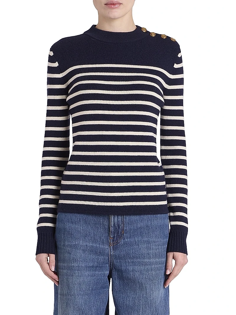 Striped Wool-Blend Crewneck Sweater