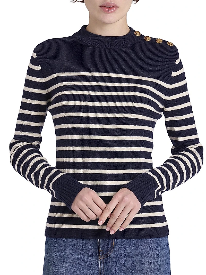 Striped Wool-Blend Crewneck Sweater