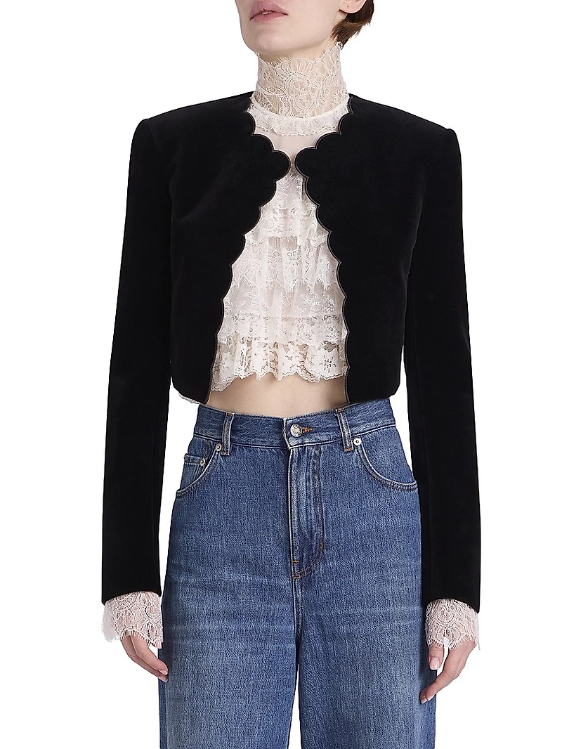 Cotton Velvet Crop Jacket