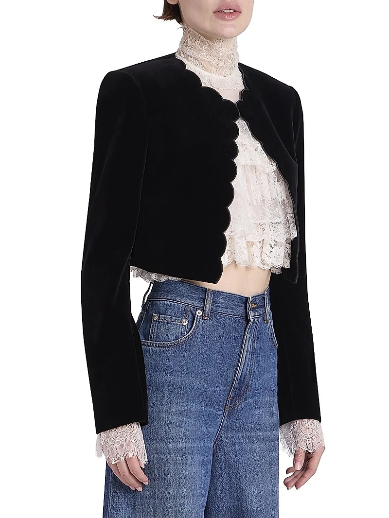 Cotton Velvet Crop Jacket