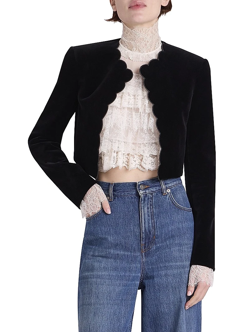 Cotton Velvet Crop Jacket