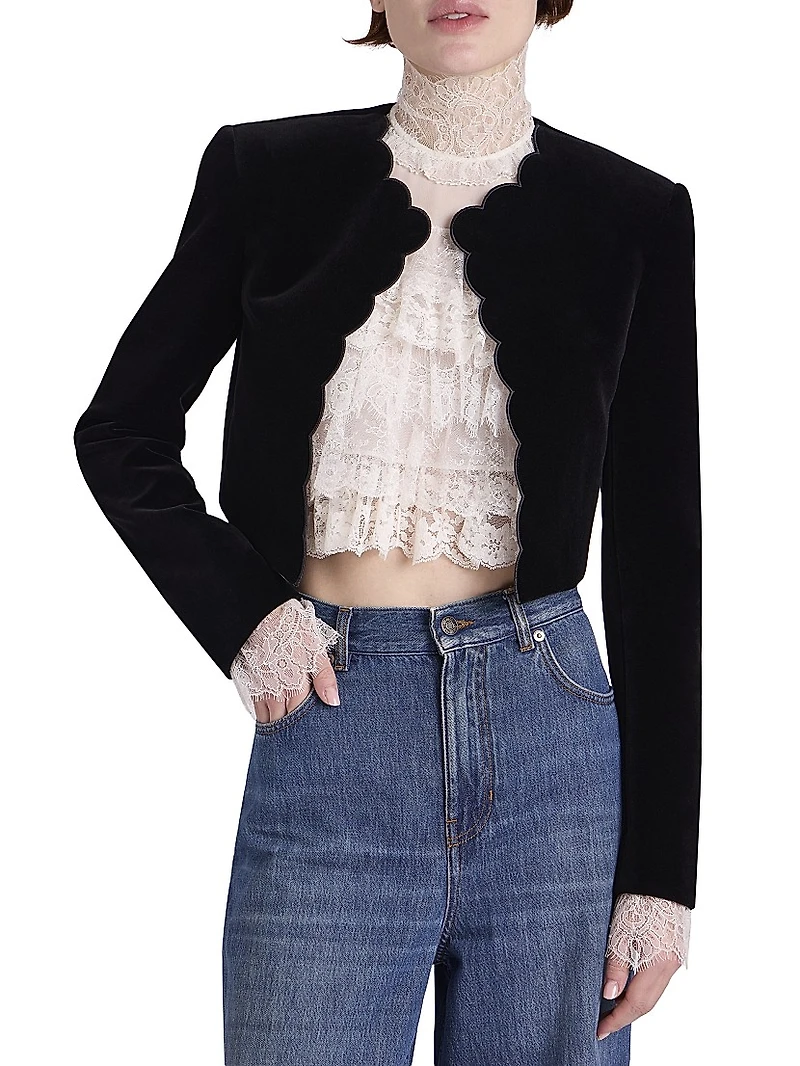 Cotton Velvet Crop Jacket