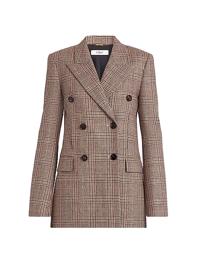 Check Wool-Blend Double-Breasted Blazer