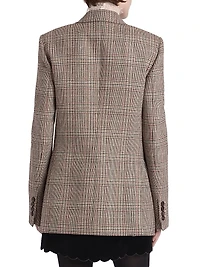 Check Wool-Blend Double-Breasted Blazer