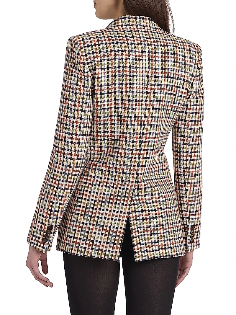 Houndstooth Wool-Blend Single-Breasted Blazer