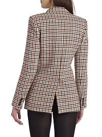 Houndstooth Wool-Blend Single-Breasted Blazer