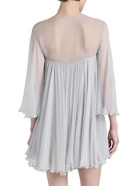 Silk Georgette Tie Neck Minidress