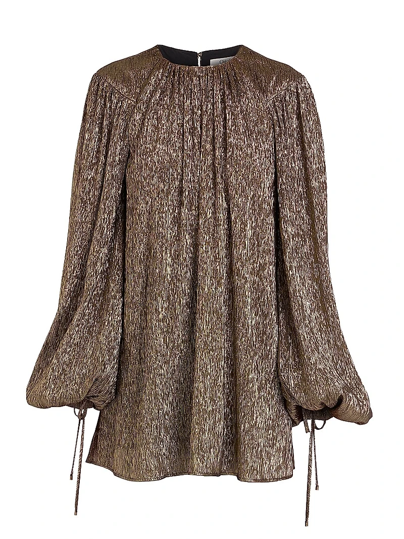 Silk-Blend Lamé Minidress