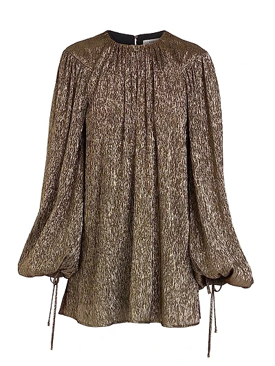 Silk-Blend Lamé Minidress
