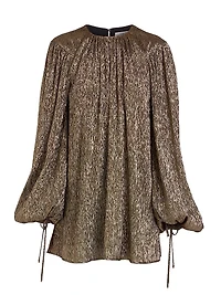 Silk-Blend Lamé Minidress