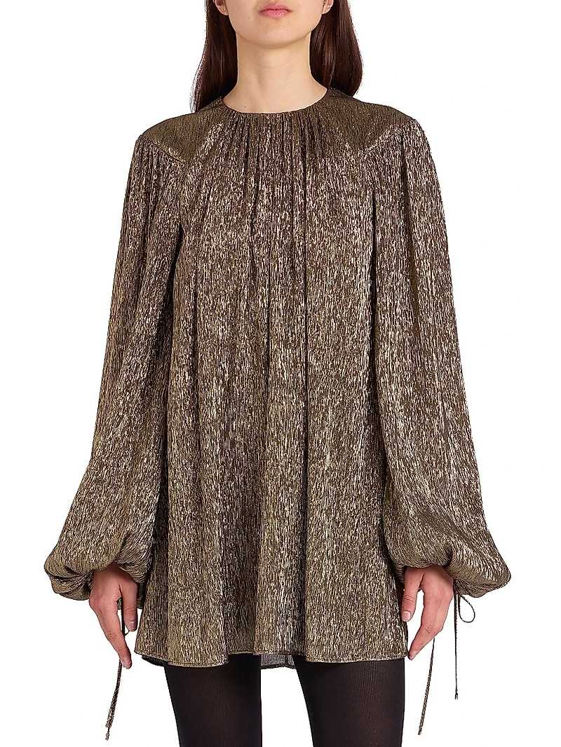 Silk-Blend Lamé Minidress