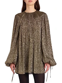 Silk-Blend Lamé Minidress