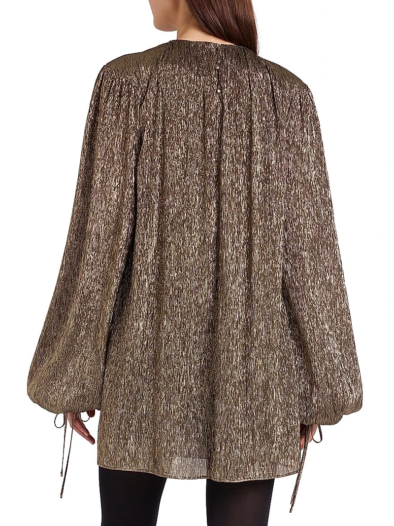 Silk-Blend Lamé Minidress