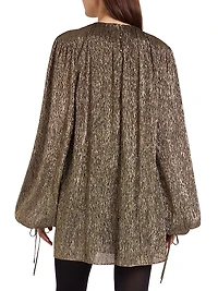 Silk-Blend Lamé Minidress