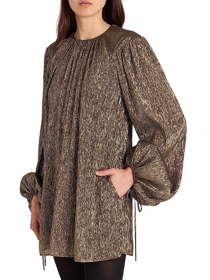 Silk-Blend Lamé Minidress