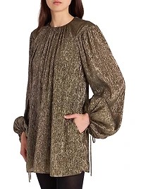 Silk-Blend Lamé Minidress