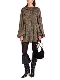 Silk-Blend Lamé Minidress