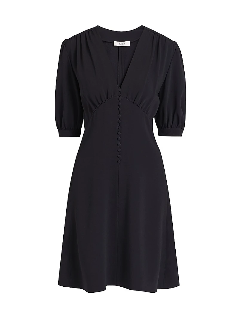 V-Neck Button-Front Minidress