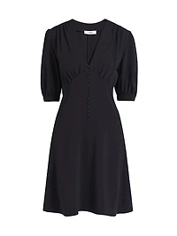 V-Neck Button-Front Minidress