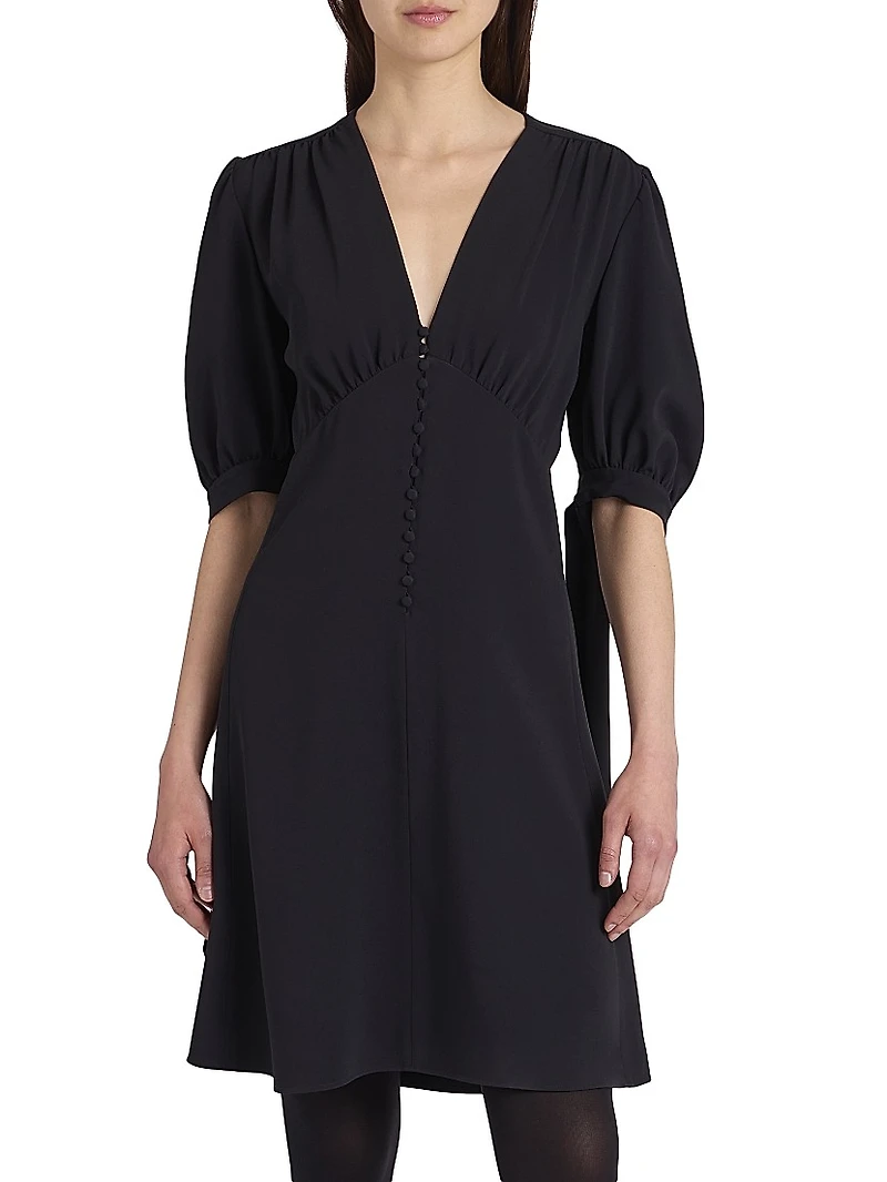 V-Neck Button-Front Minidress