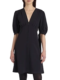 V-Neck Button-Front Minidress