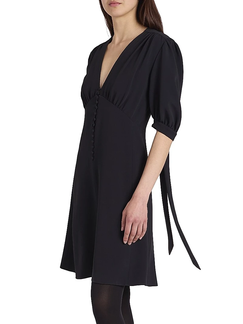 V-Neck Button-Front Minidress