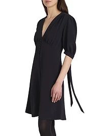 V-Neck Button-Front Minidress