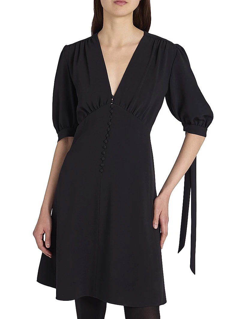 V-Neck Button-Front Minidress